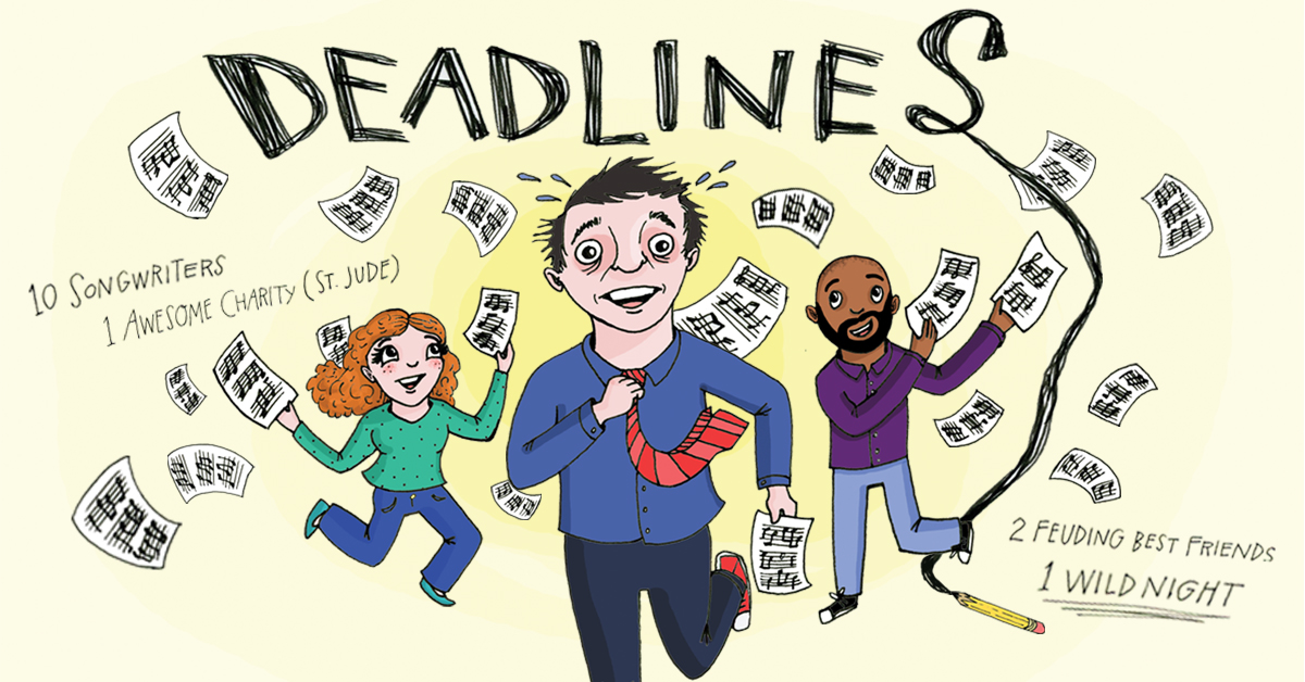 cartoon poster for Deadlines at Magnet Theater