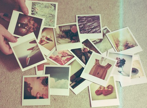 polaroids scattered