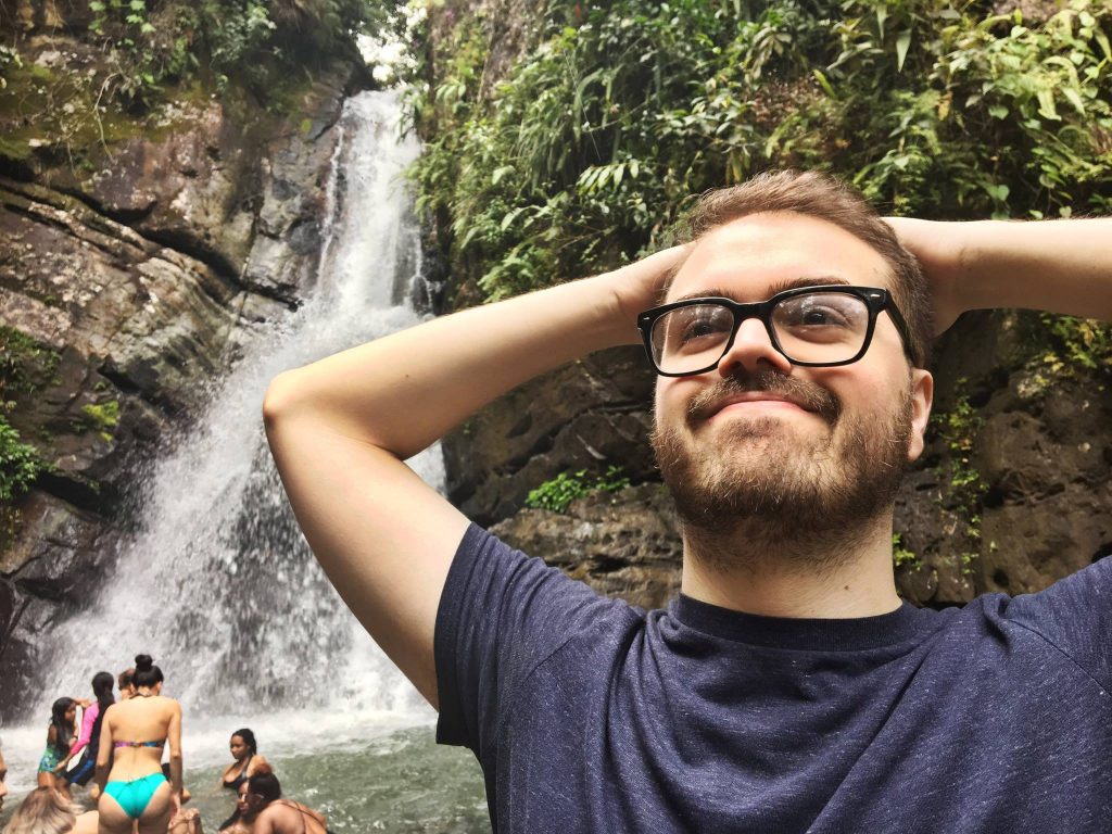 Jeff Wucher in front of a waterfall